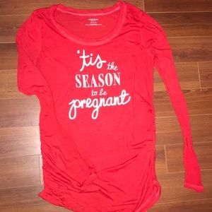Long sleeve holiday maternity top
